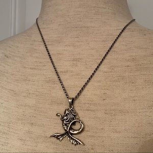 AGI NECKLACE STERLING SILVER 925 ITALY 18” ROPE CHAIN MERMAID PENDANT